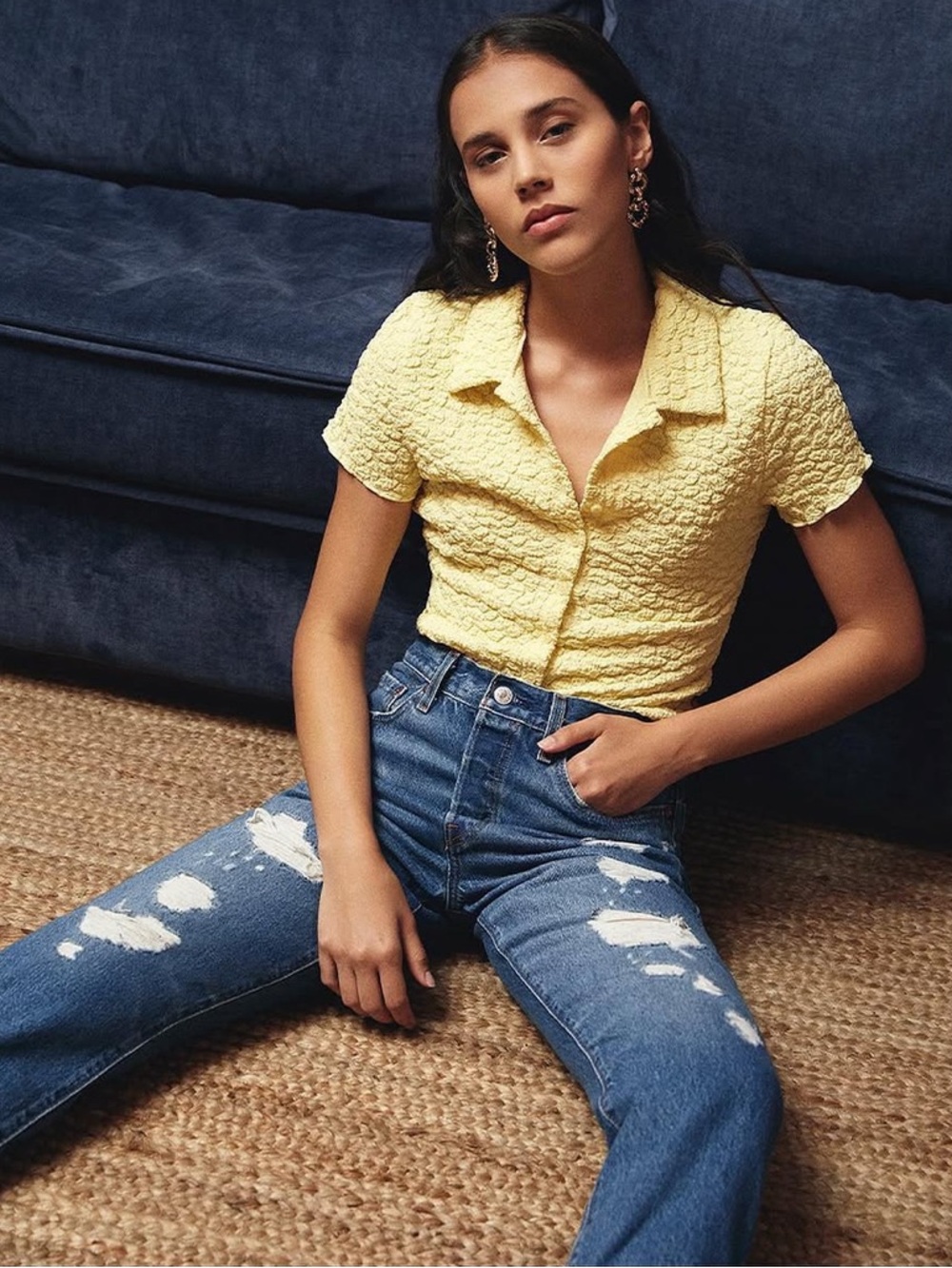Levi’s Textured Yellow Blouse NWOT